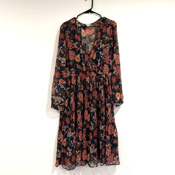 Anthropologie Maeve Dresses & Skirts - Anthropologie Maeve Apulia Pleated Floral Paisley Print Midi Dress Size L